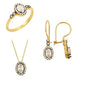 14K Solid Gold Gemstone Cz Diamond Set