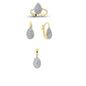 14K Solid Gold Gemstone Cz Drop Set