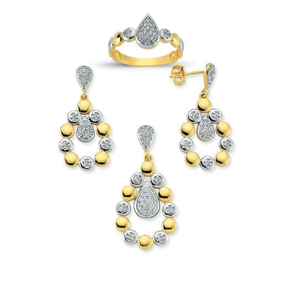 14K Solid Gold Gemstone Cz Drop Set