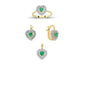 14K Solid Gold Gemstone Cz Drop Emerald Set