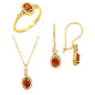 14K Solid Gold Gemstone Cz Garnet Set