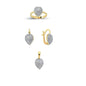 14K Solid Gold Gemstone Cz Love Heart Set