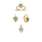 14K Solid Gold Gemstone Cz Love Heart Set