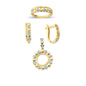 14K Solid Gold Gemstone Cz Love Heart Set