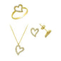 14K Solid Gold Gemstone Cz Love Heart Set