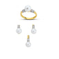 14K Solid Gold Gemstone Cz Pearl Stone Set