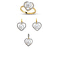 14K Solid Gold Gemstone Cz Pearl Stone Set