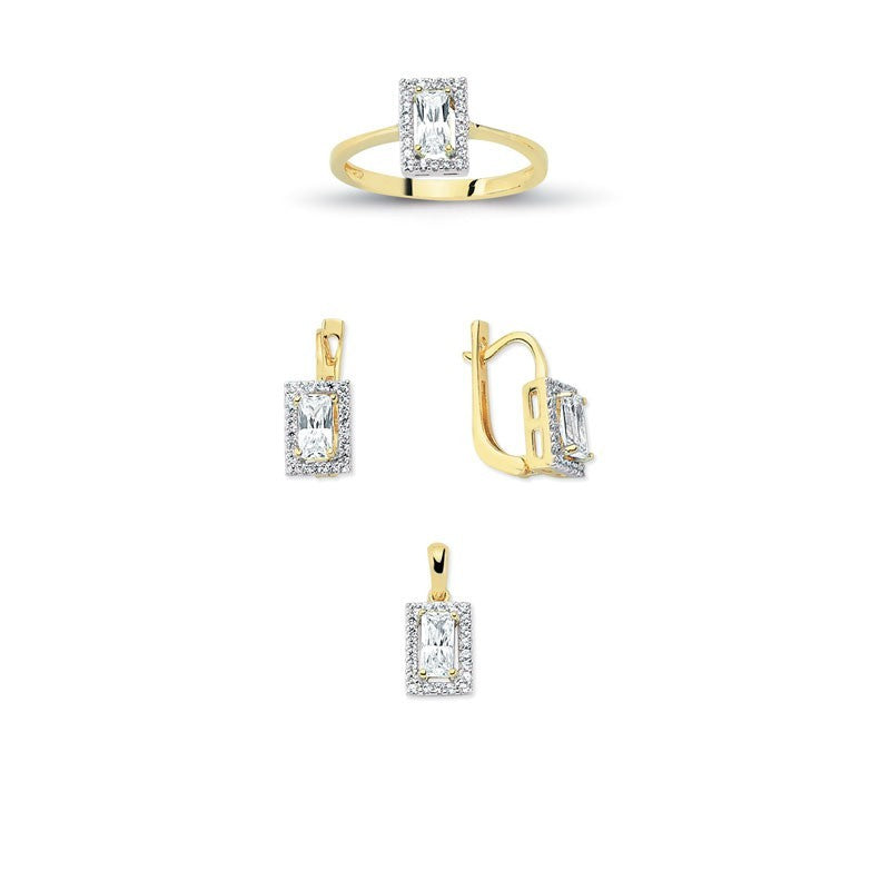 14K Solid Gold Gemstone Cz Trend Set