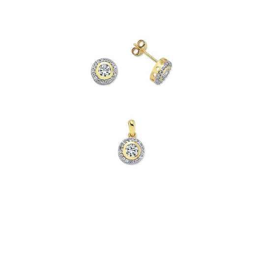 14K Solid Gold Gemstone Cz Trend Set