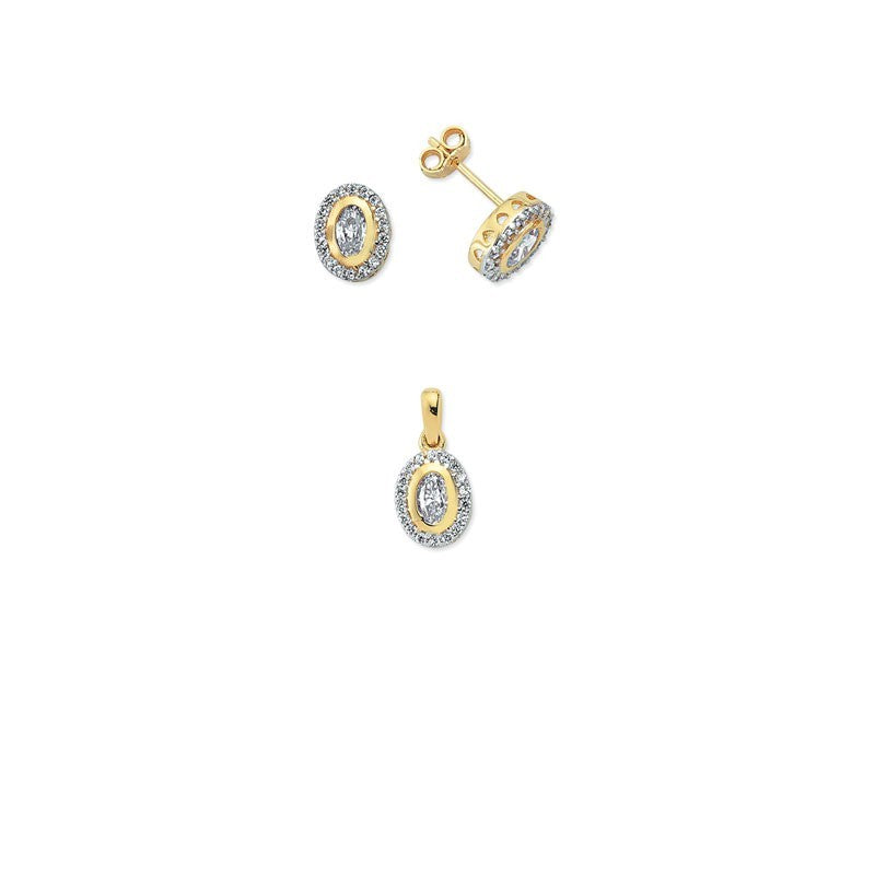 14K Solid Gold Gemstone Cz Trend Set