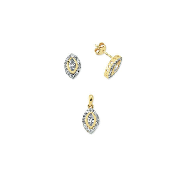 14K Solid Gold Gemstone Cz Trend Set