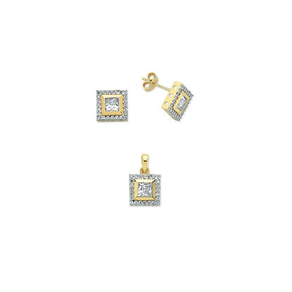 14K Solid Gold Gemstone Cz Trend Set