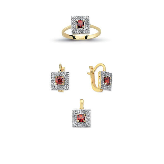 14K Solid Gold Gemstone Cz Trend Set