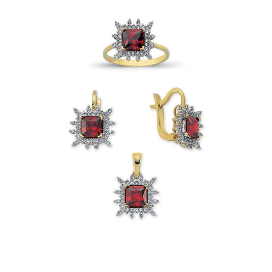 14K Solid Gold Gemstone Cz Trend Set