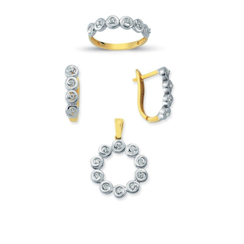 14K Solid Gold Gemstone Cz Trend Set