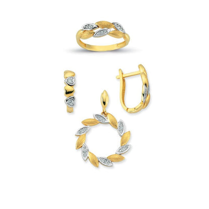 14K Solid Gold Gemstone Cz Trend Set