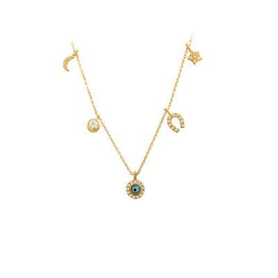 14K Solid Gold Good Luck Necklace