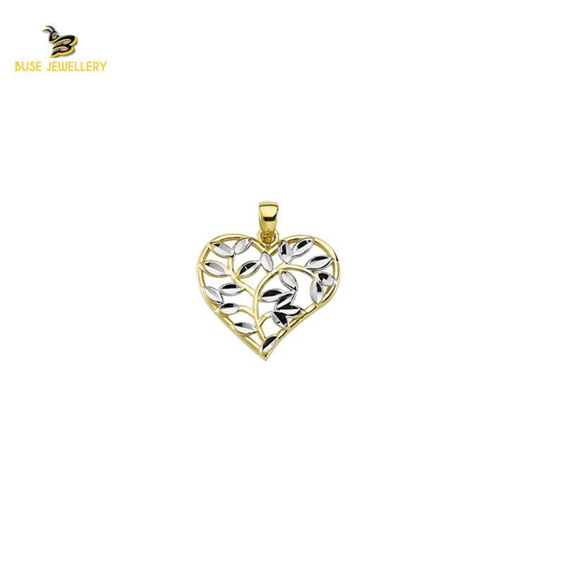 14K Solid Gold Heart Charm Pendant