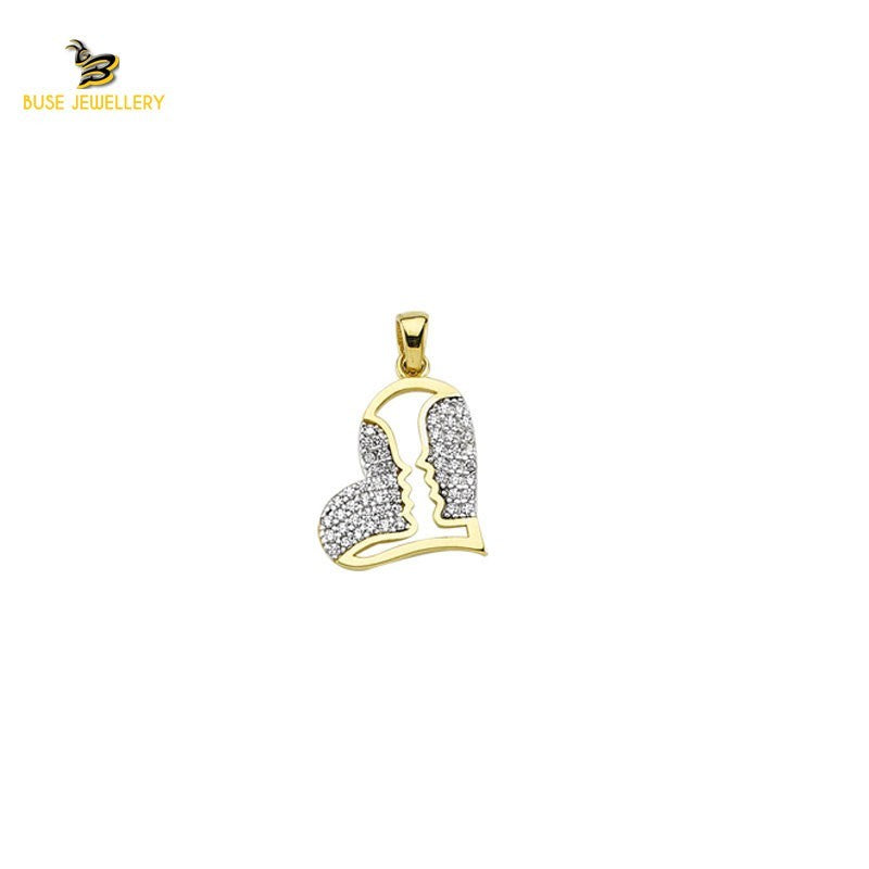 14K Solid Gold Heart Charm Pendant