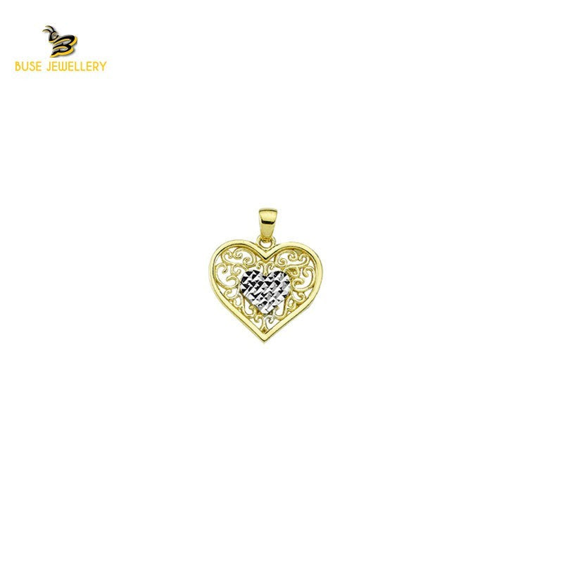 14K Solid Gold Heart Charm Pendant