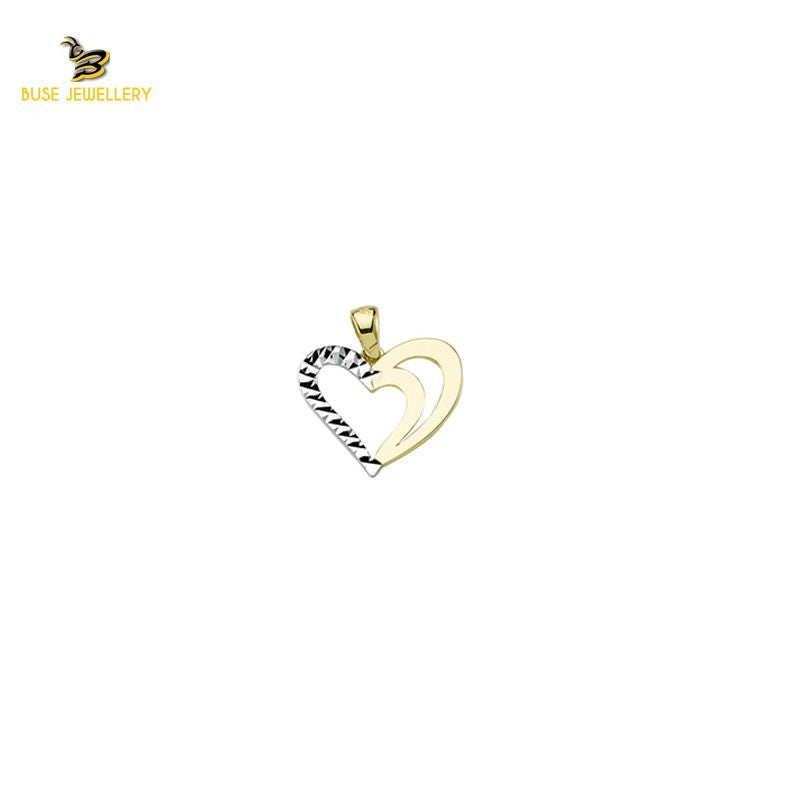 14K Solid Gold Heart Charm Pendant