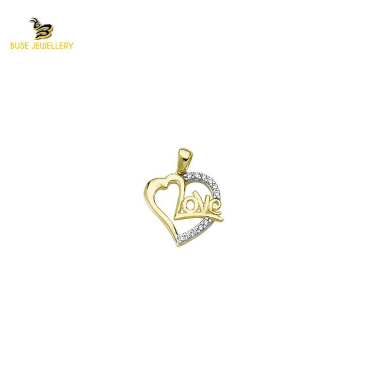 14K Solid Gold Heart Charm Pendant