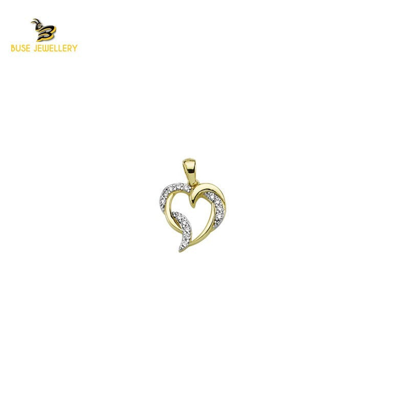 14K Solid Gold Heart Charm Pendant