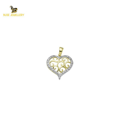 14K Solid Gold Heart Charm Pendant