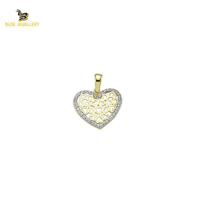 14K Solid Gold Heart Charm Pendant