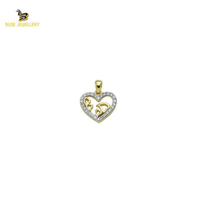 14K Solid Gold Heart Charm Pendant