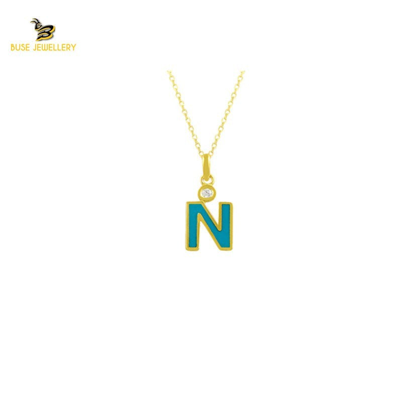 14K Solid Gold N Letter Necklace