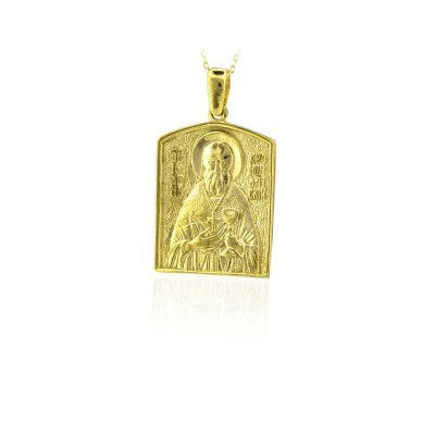 14K Solid Gold Saint Nicolas Charm Necklace