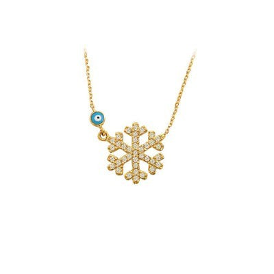 14K Solid Gold Snowflake Necklace