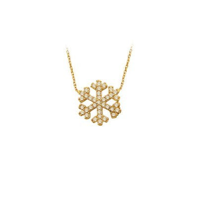 14K Solid Gold Snowflake Necklace