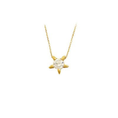 14K Solid Gold Solitaire Necklace