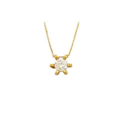 14K Solid Gold Solitaire Necklace