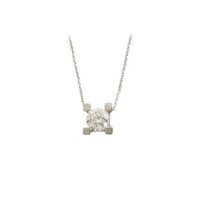 14K Solid Gold Solitaire Necklace