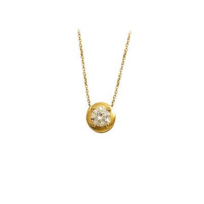 14K Solid Gold Solitaire Necklace