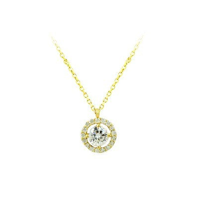 14K Solid Gold Solitaire Necklace