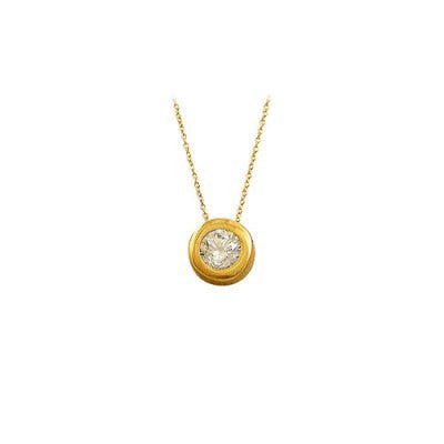 14K Solid Gold Solitaire Necklace