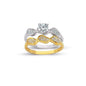 14K Solid Gold Solitaire With Band Engagement Wedding Ring Set