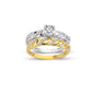 14K Solid Gold Solitaire With Band Engagement Wedding Ring Set