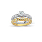 14K Solid Gold Solitaire With Band Engagement Wedding Ring Set