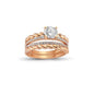 14K Solid Gold Solitaire With Band Engagement Wedding Ring Set