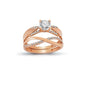 14K Solid Gold Solitaire With Band Engagement Wedding Ring Set