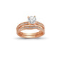 14K Solid Gold Solitaire With Band Engagement Wedding Ring Set