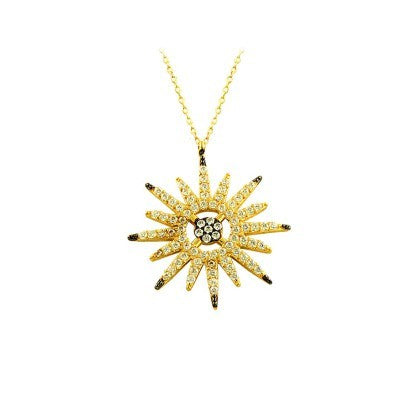 14K Solid Gold Sun Necklace