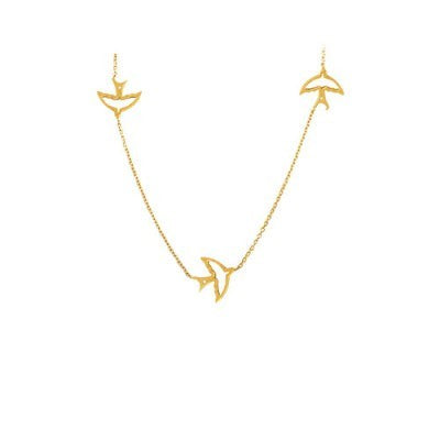 14K Solid Gold Swallow Necklace