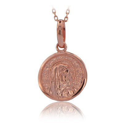 14K Solid Gold Virgin Mary Charm Necklace