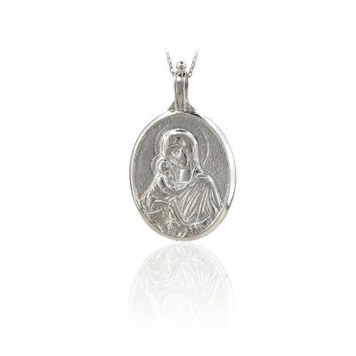 14K Solid Gold Virgin Mary Charm Necklace